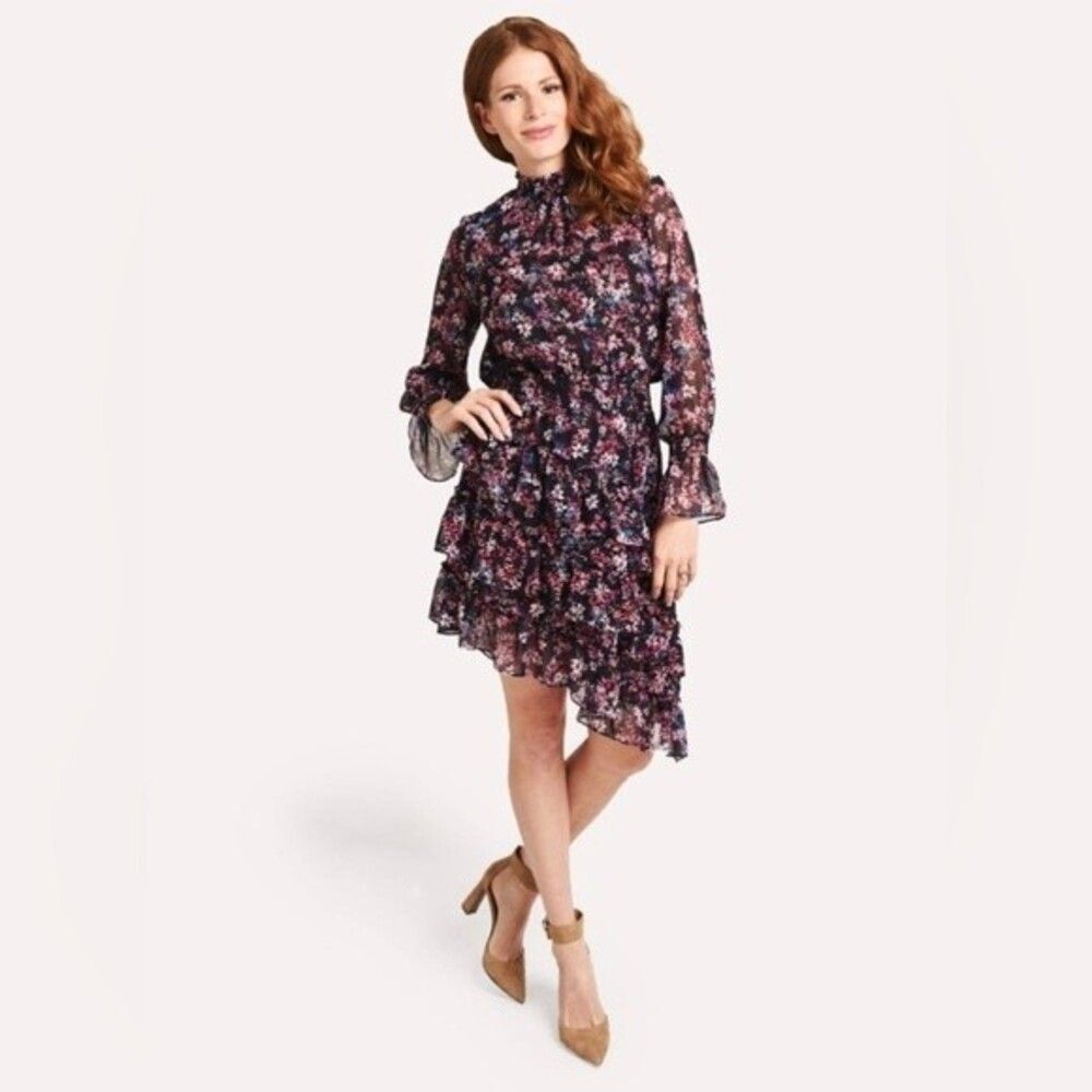 MISA Los Angeles Savanna Asymmetrical Mini Dress with Smoked High Neck Size XS - Picture 8 of 16